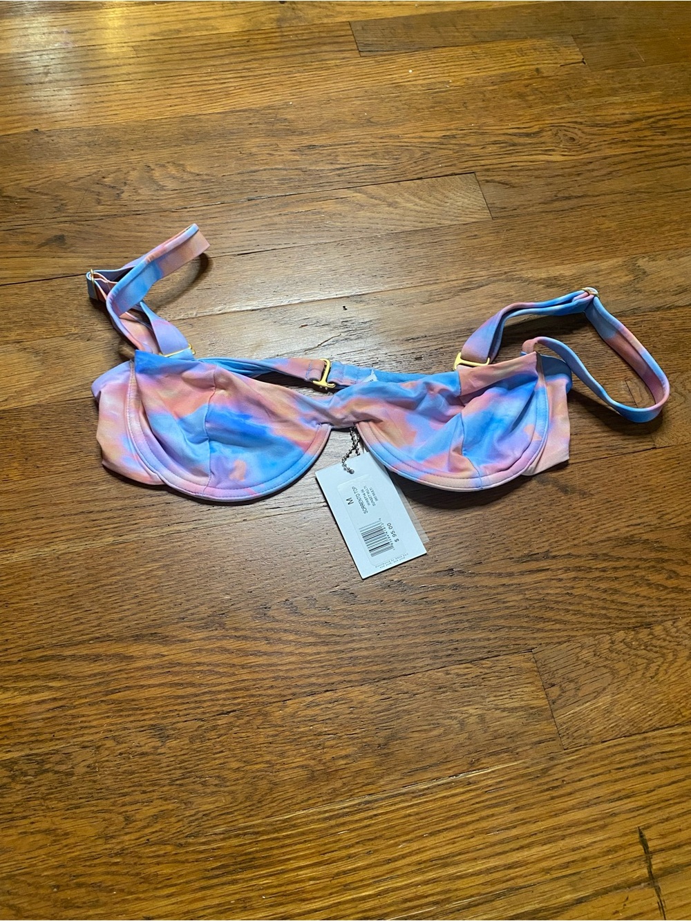 WeWoreWhat Sorrento Underwire Bikini Top Sunset Multi Tie Dye Medium NWT - Picture 2 of 7